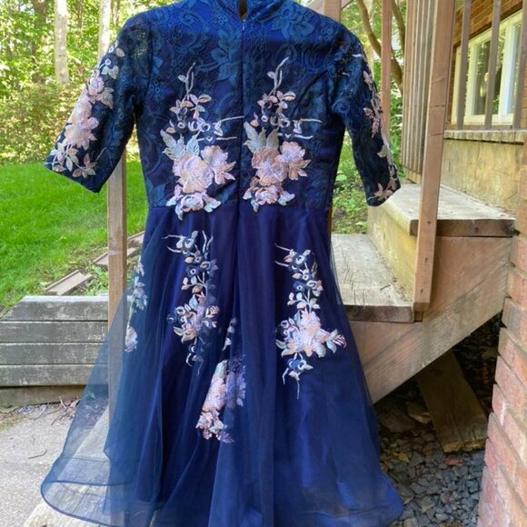 Embroidered Lace Party Dress - Picture 6 of 8